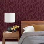 A-Street Prints Carter Burgundy Geometric Flock Wallpaper - SKU 4034-87380