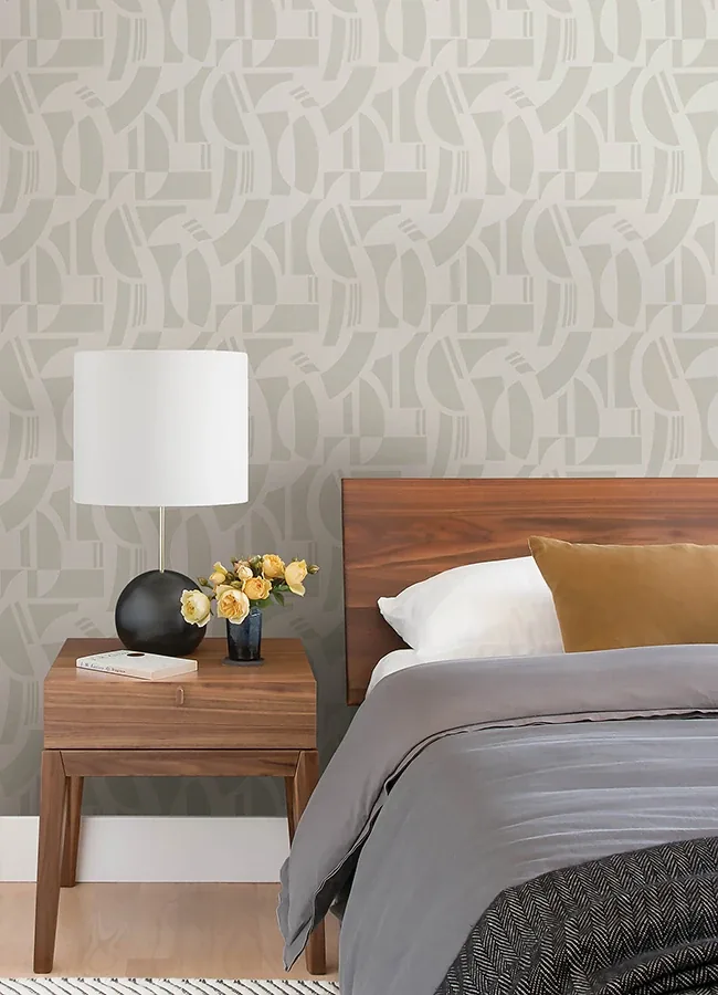 A-Street Prints Carter Cream Geometric Flock Wallpaper - SKU 4034-87384