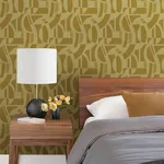 A-Street Prints Carter Gold Geometric Flock Wallpaper - SKU 4034-87382