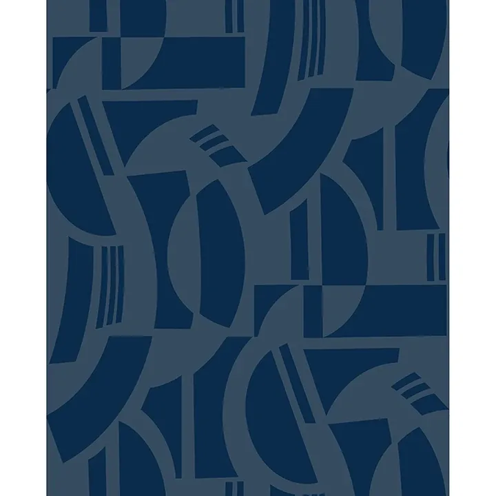 A-Street Prints Carter Indigo Geometric Flock Wallpaper - SKU 4034-87381