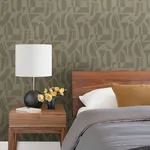 A-Street Prints Carter Light Brown Geometric Flock Wallpaper - SKU 4034-87383