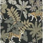 A-Street Prints Caspian Charcoal Jungle Prowl Wallpaper - SKU 4146-27249