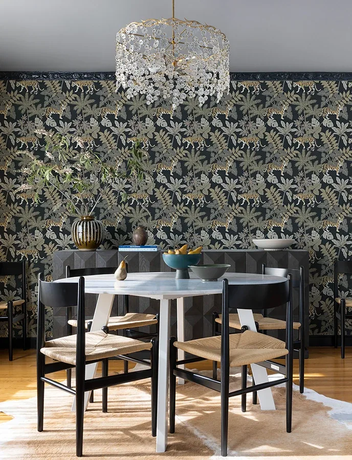 A-Street Prints Caspian Charcoal Jungle Prowl Wallpaper - SKU 4146-27249