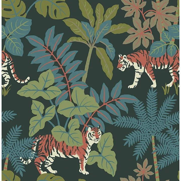 A-Street Prints Caspian Evergreen Jungle Prowl Wallpaper - SKU 4146-27251