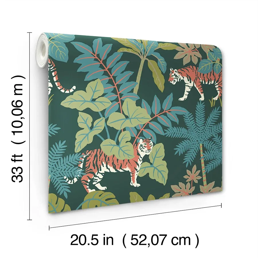 A-Street Prints Caspian Evergreen Jungle Prowl Wallpaper - SKU 4146-27251