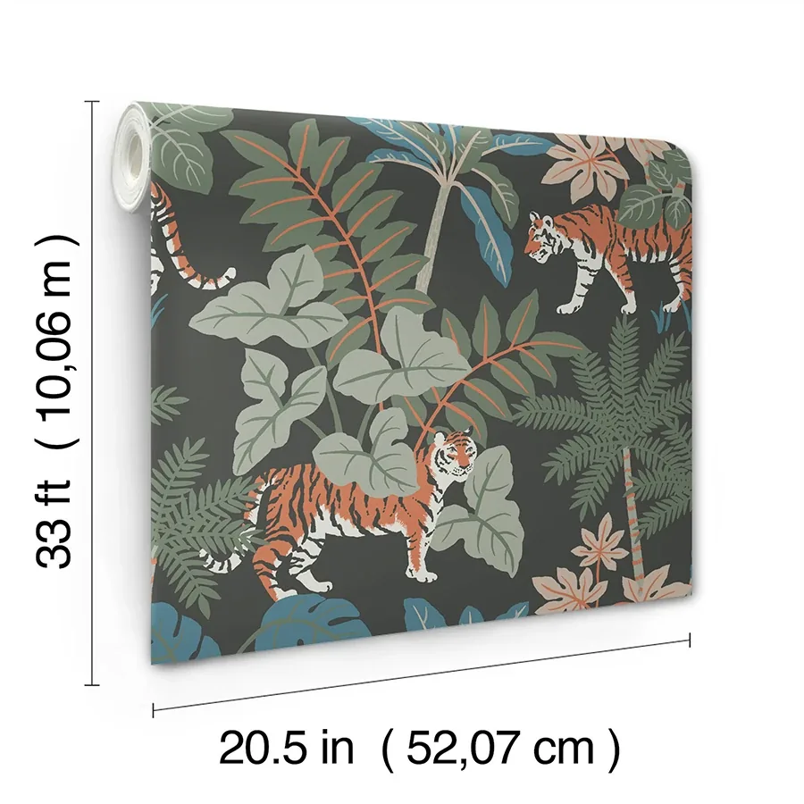 A-Street Prints Caspian Grey Jungle Prowl Wallpaper - SKU 4146-27250