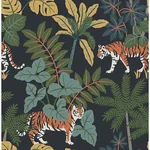 A-Street Prints Caspian Navy Jungle Prowl Wallpaper - SKU 4146-27248