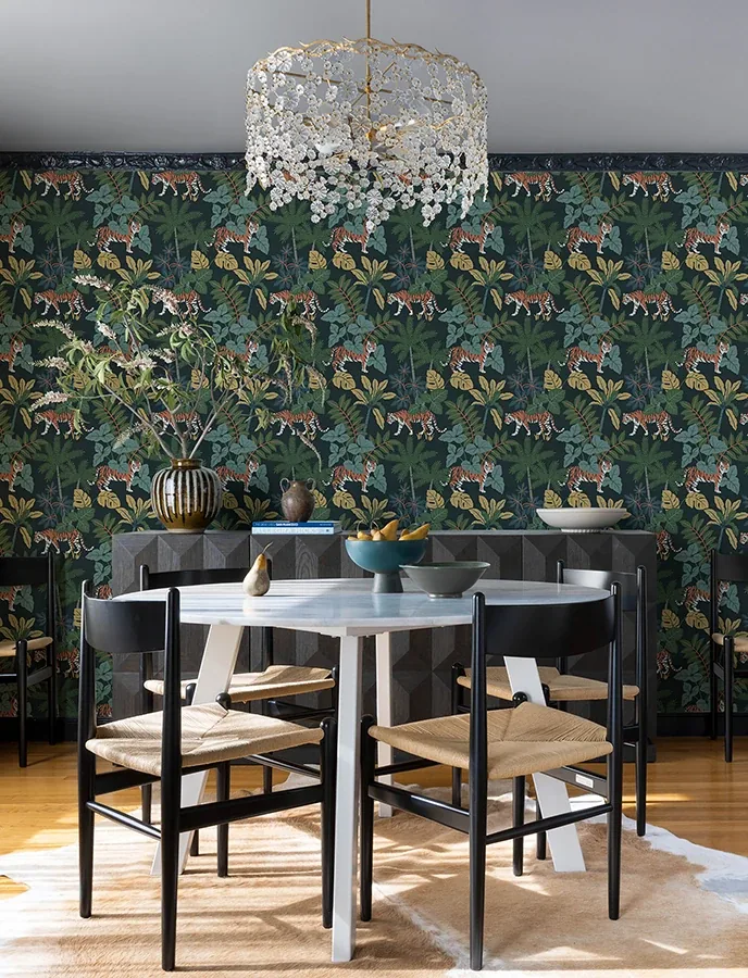 A-Street Prints Caspian Navy Jungle Prowl Wallpaper - SKU 4146-27248