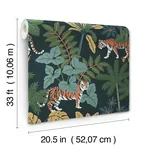 A-Street Prints Caspian Navy Jungle Prowl Wallpaper - SKU 4146-27248