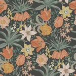 A-Street Prints Cecilia Black Tulip and Daffodil Wallpaper | Wallpaper Twins A-Street Prints Cecilia Black Tulip and Daffodil Wallpaper - SKU 4143-34031