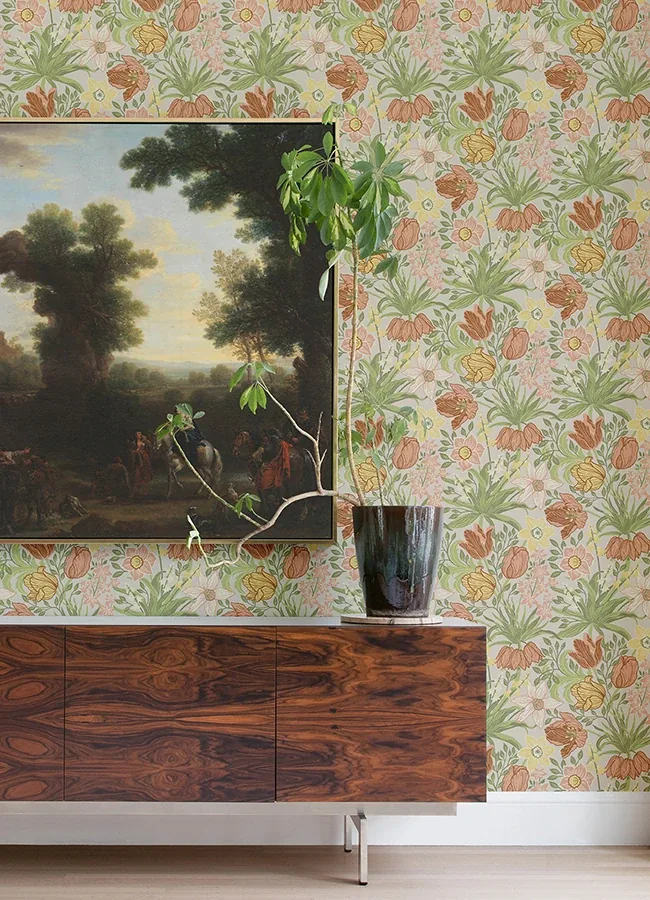 A-Street Prints Cecilia Chartreuse Tulip and Daffodil Wallpaper | Wallpaper Twins A-Street Prints Cecilia Chartreuse Tulip and Daffodil Wallpaper - SKU 4143-34028