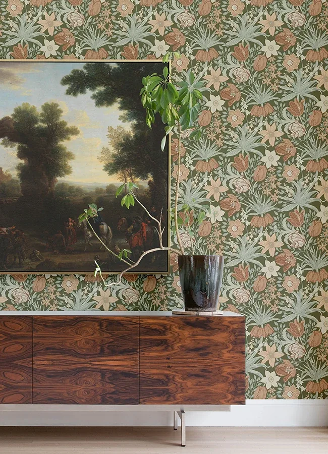 A-Street Prints Cecilia Moss Tulip and Daffodil Wallpaper | Wallpaper Twins A-Street Prints Cecilia Moss Tulip and Daffodil Wallpaper - SKU 4143-34029