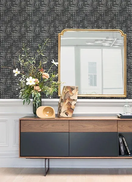 A-Street Prints Celeste Silver Circle Grid Wallpaper | Wallpaper Twins A-Street Prints Celeste Silver Circle Grid Wallpaper - SKU 2976-86409