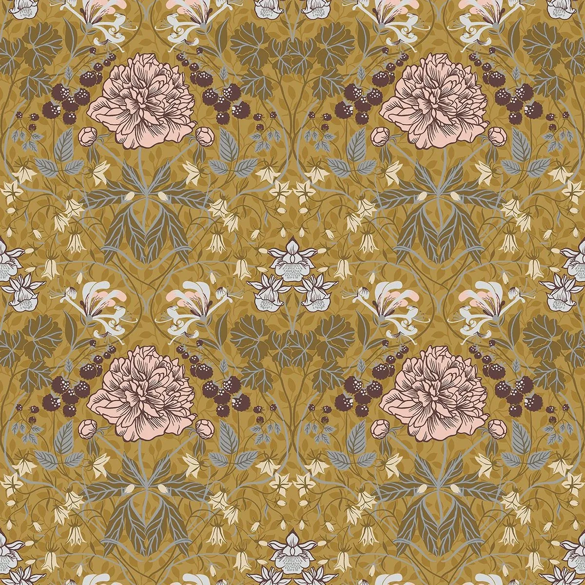 A-Street Prints Celestine Mustard Floral Wallpaper - SKU 2948-28016