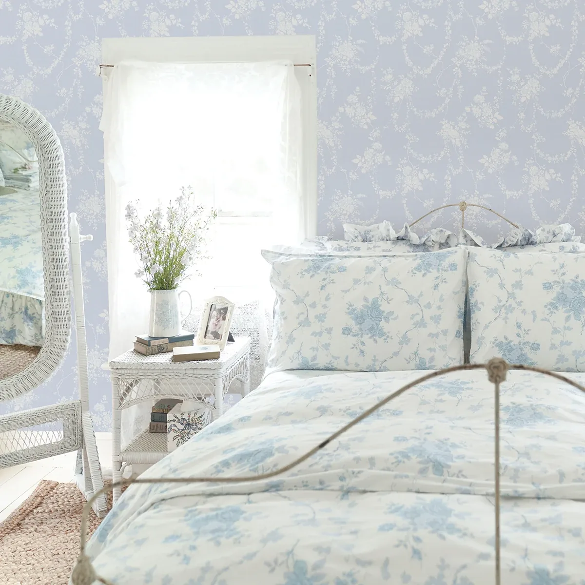 A-Street Prints Chandelier Gates Blue Gemstone Floral Drape Wallpaper - SKU AST4170