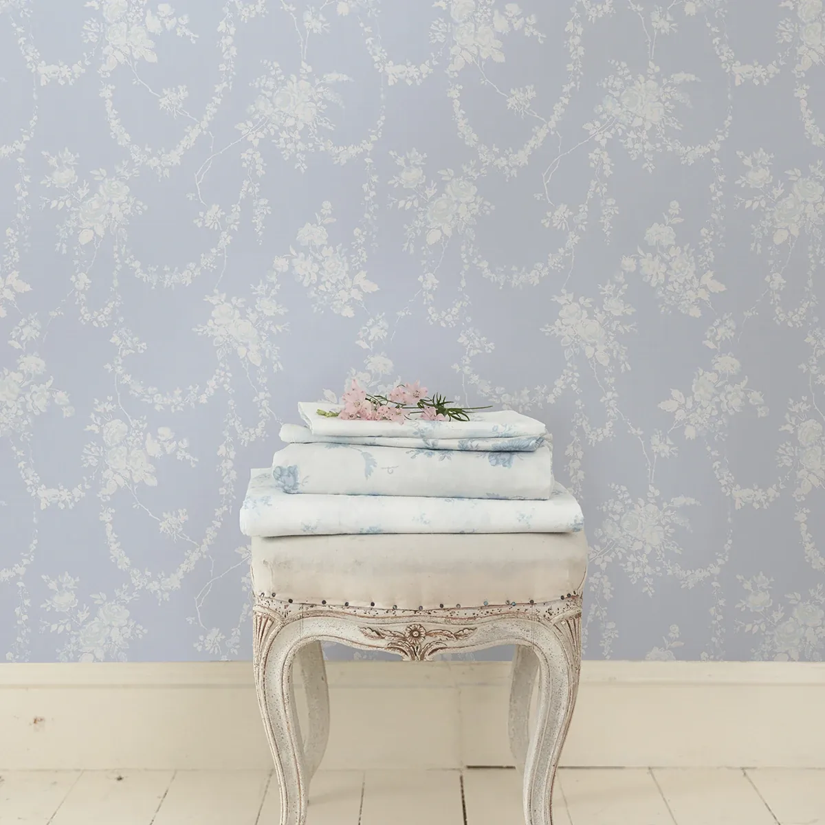 A-Street Prints Chandelier Gates Blue Gemstone Floral Drape Wallpaper - SKU AST4170