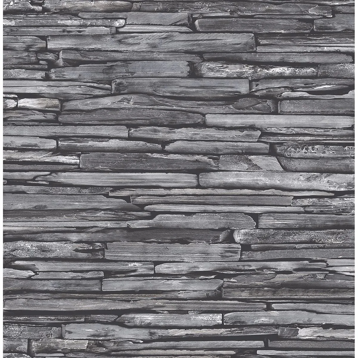 A-Street Prints Charcoal Stacked Slate Wallpaper - SKU 2701-22352