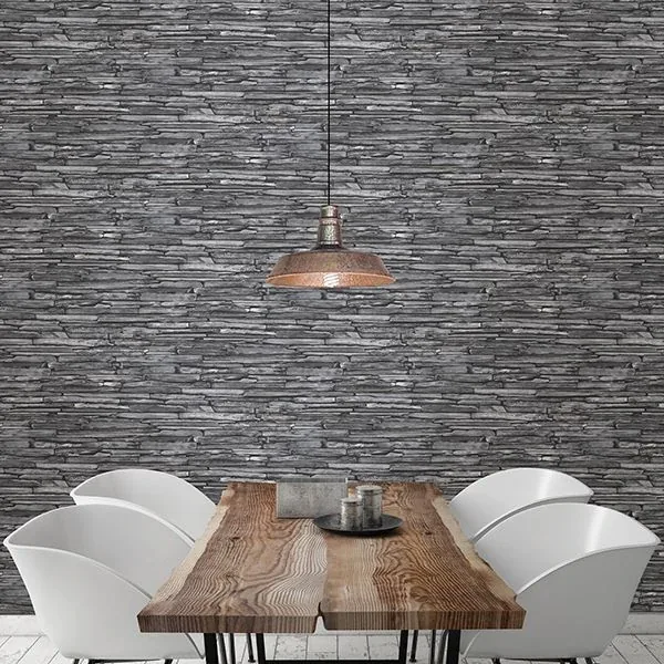 A-Street Prints Charcoal Stacked Slate Wallpaper | Wallpaper Twins A-Street Prints Charcoal Stacked Slate Wallpaper - SKU 2701-22352