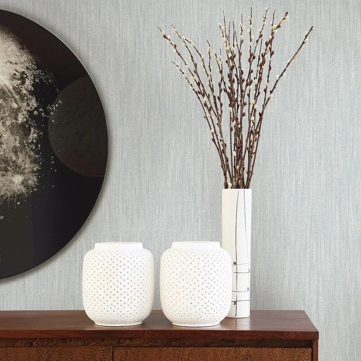 A-Street Prints Chenille Light Blue Faux Linen Wallpaper - SKU 2903-25287