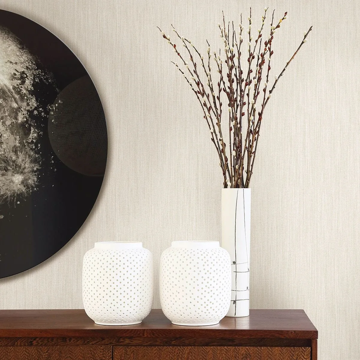 A-Street Prints Chenille Off White Faux Linen Wallpaper - SKU 2903-25281