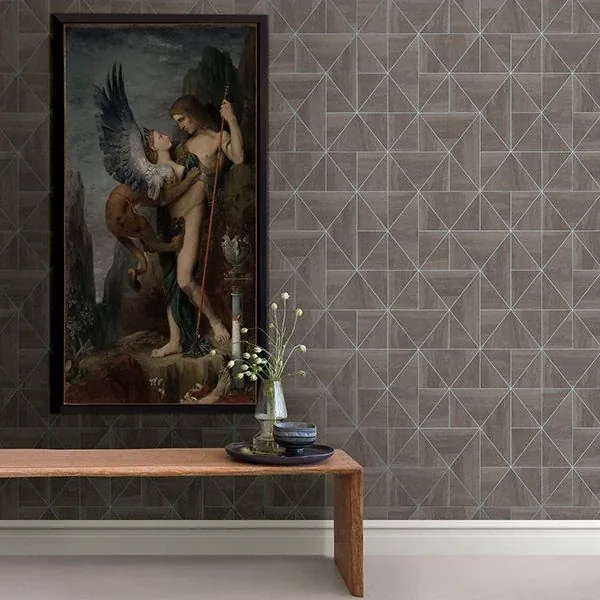 A-Street Prints Cheverny Coffee Geometric Wood Wallpaper - SKU 2908-25322