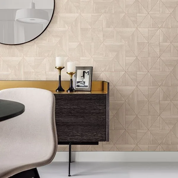 A-Street Prints Cheverny Cream Geometric Wood Wallpaper - SKU 2908-25324