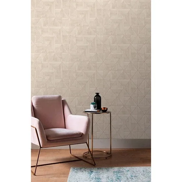 A-Street Prints Cheverny Cream Geometric Wood Wallpaper - SKU 2908-25324
