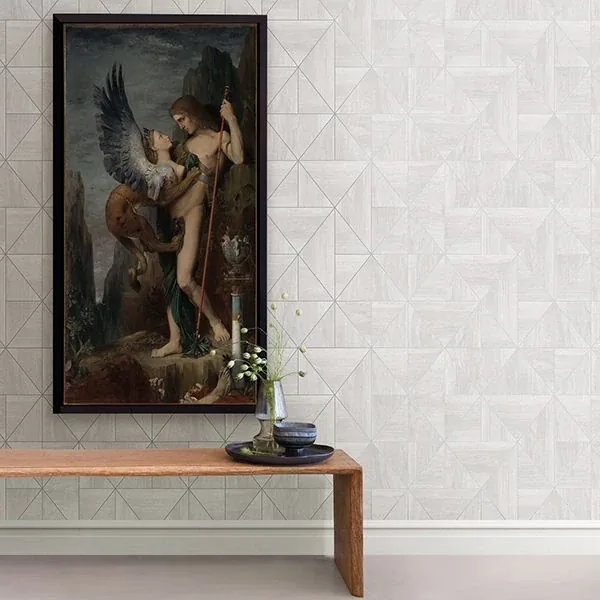 A-Street Prints Cheverny Light Grey Geometric Wood Wallpaper - SKU 2908-25320
