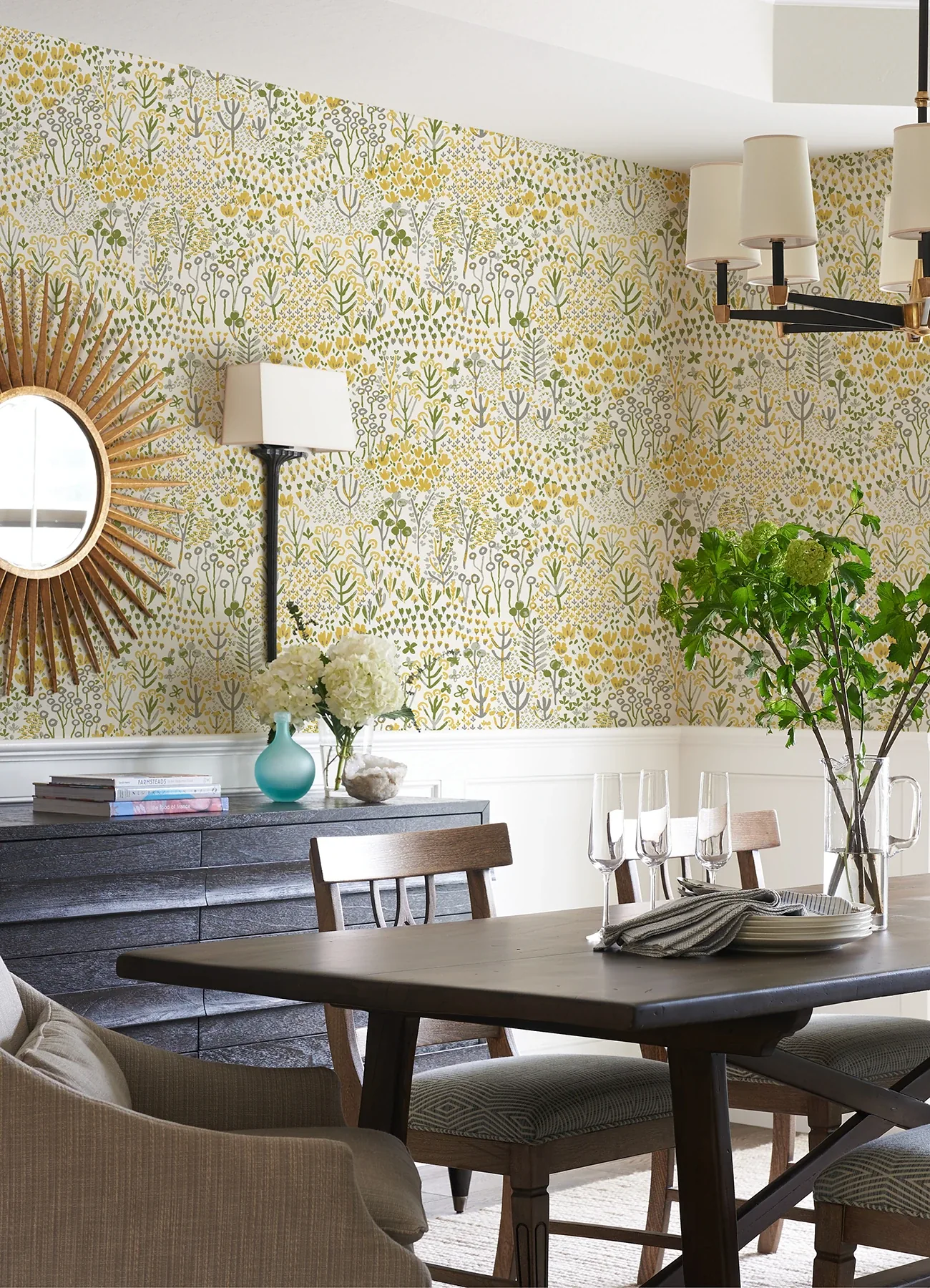 A-Street Prints Chilton Yellow Wildflowers Wallpaper - SKU 4081-26348