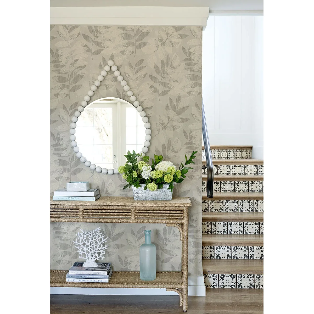 A-Street Prints Chimera Platinum Flocked Leaf Wallpaper - SKU 2793-87322