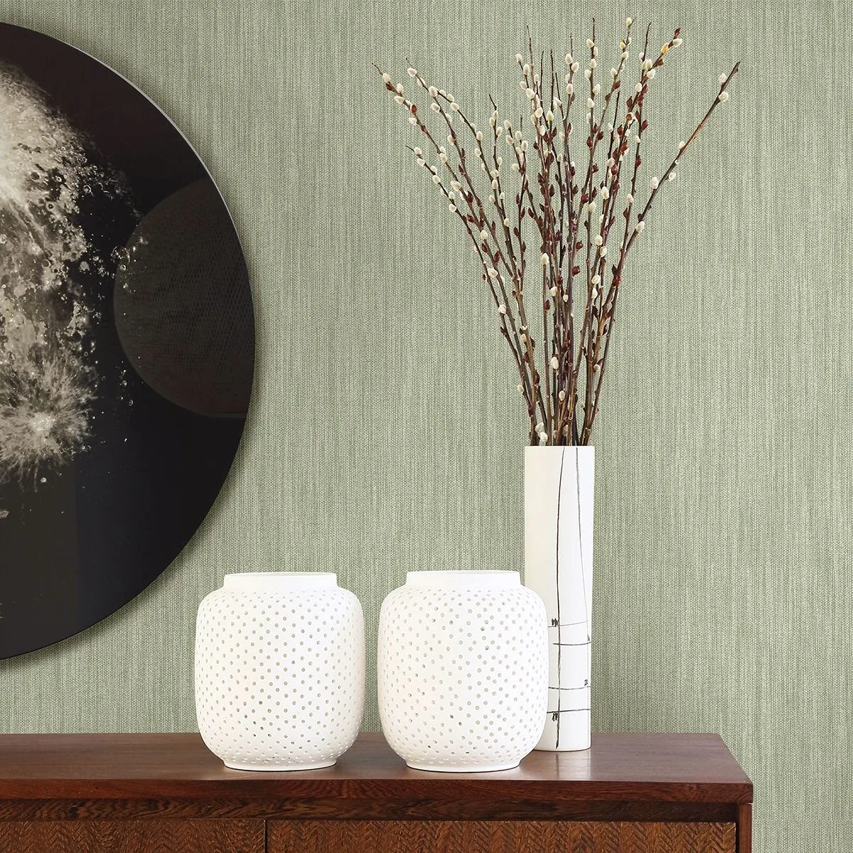 A-Street Prints Chiniile Sage Linen Texture Wallpaper - SKU 2948-25282