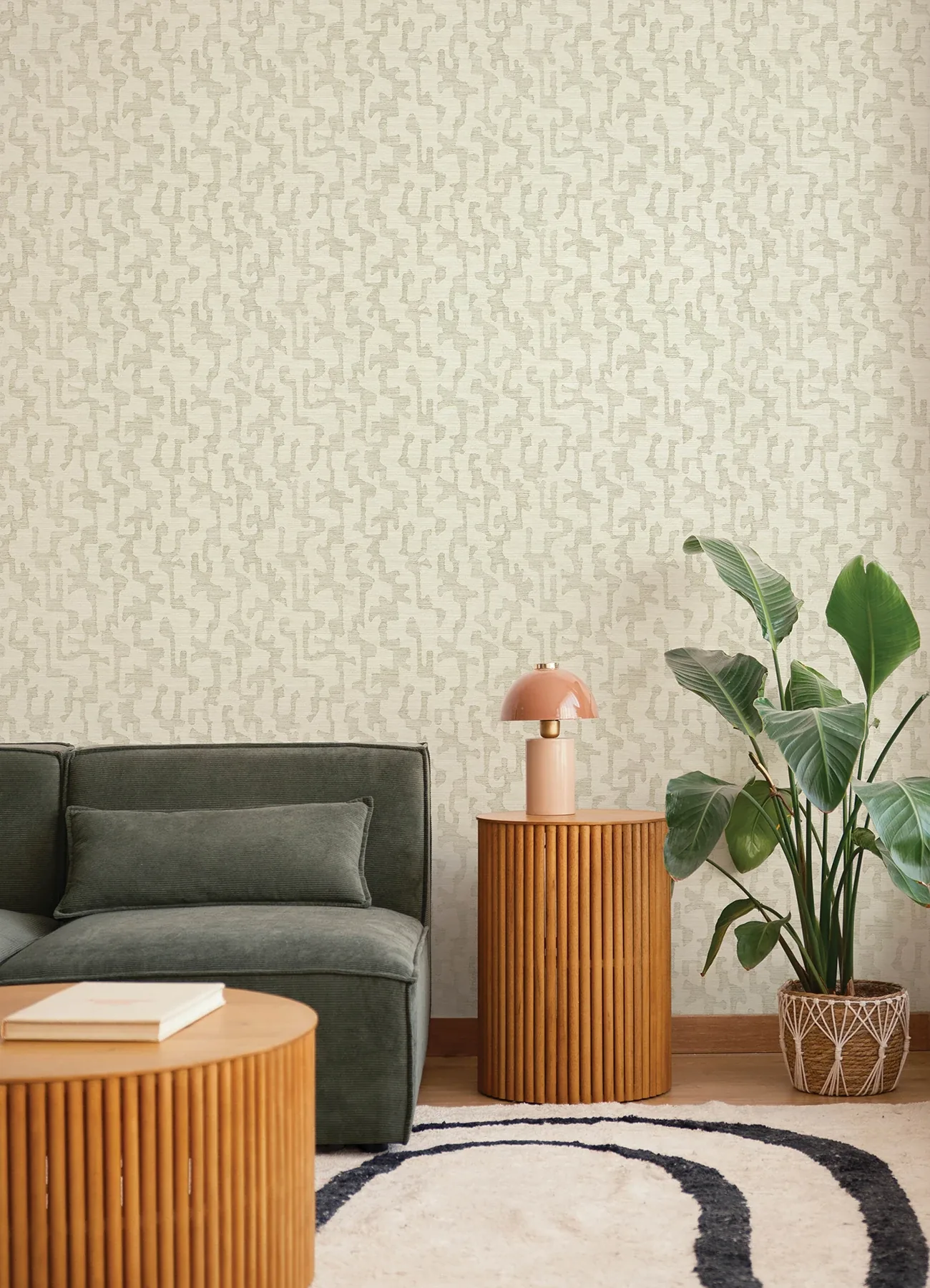 A-Street Prints Cipher Beige Geometric Faux Grasscloth Wallpaper - SKU 4177-27703