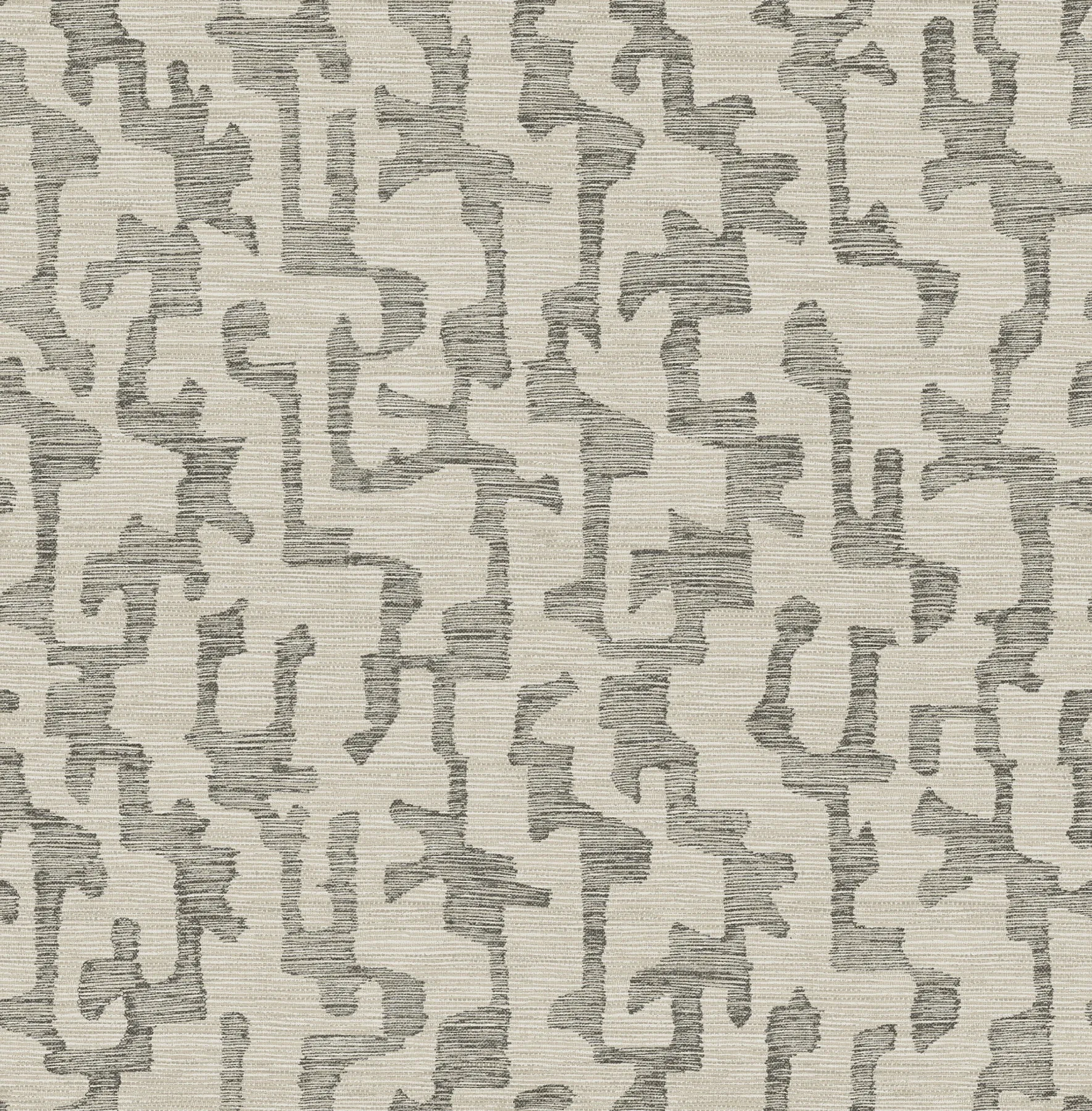 4177-27704 | Cipher Black Geometric Faux Grasscloth Wallpaper