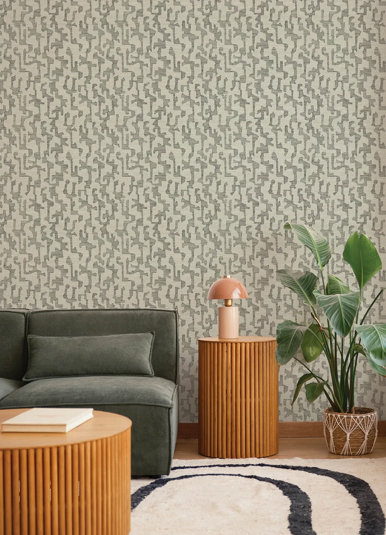 A-Street Prints Cipher Black Geometric Faux Grasscloth Wallpaper - SKU 4177-27704