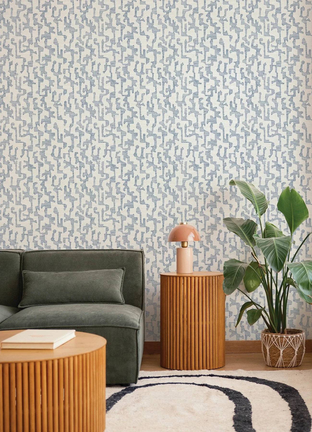 A-Street Prints Cipher Blue Geometric Faux Grasscloth Wallpaper - SKU 4177-27701