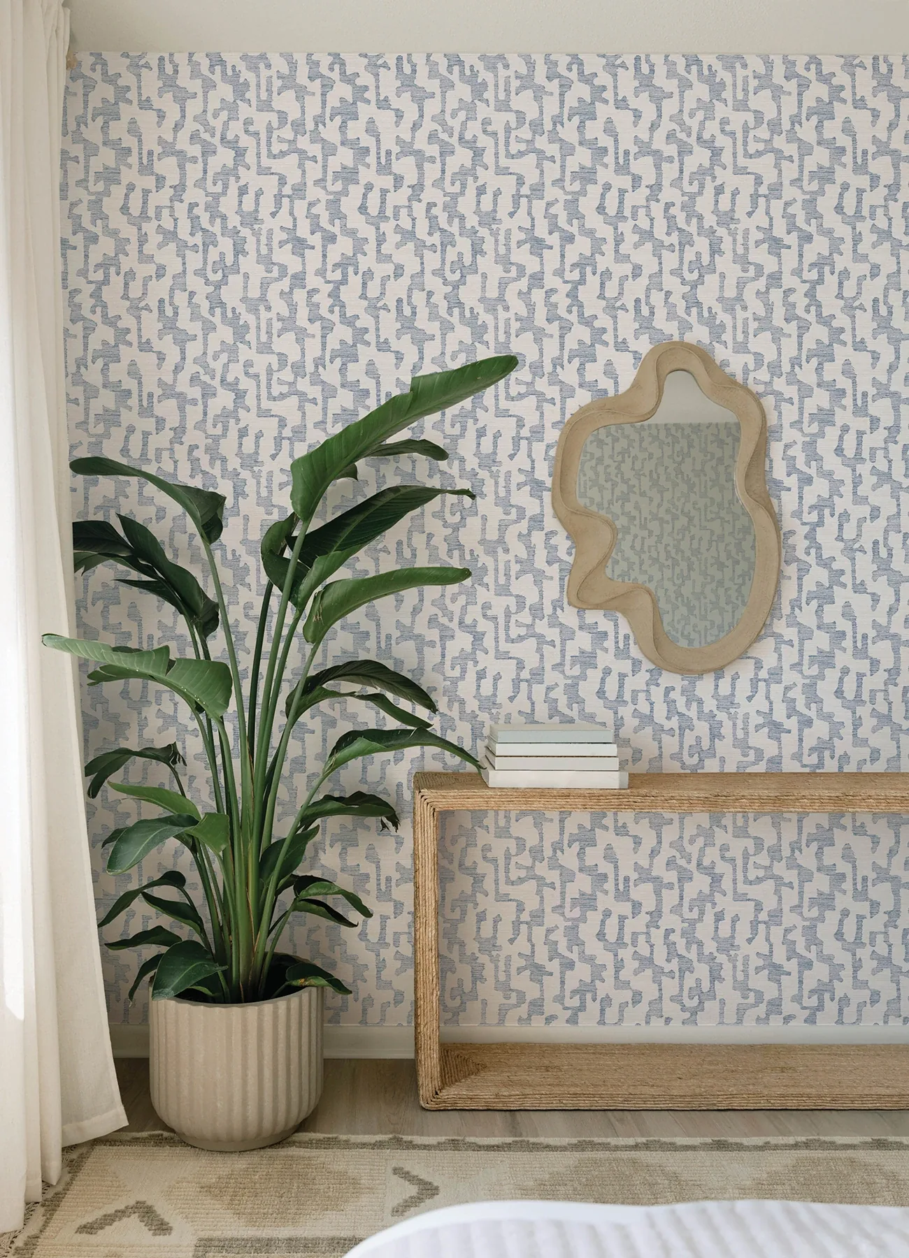 A-Street Prints Cipher Blue Geometric Faux Grasscloth Wallpaper - SKU 4177-27701