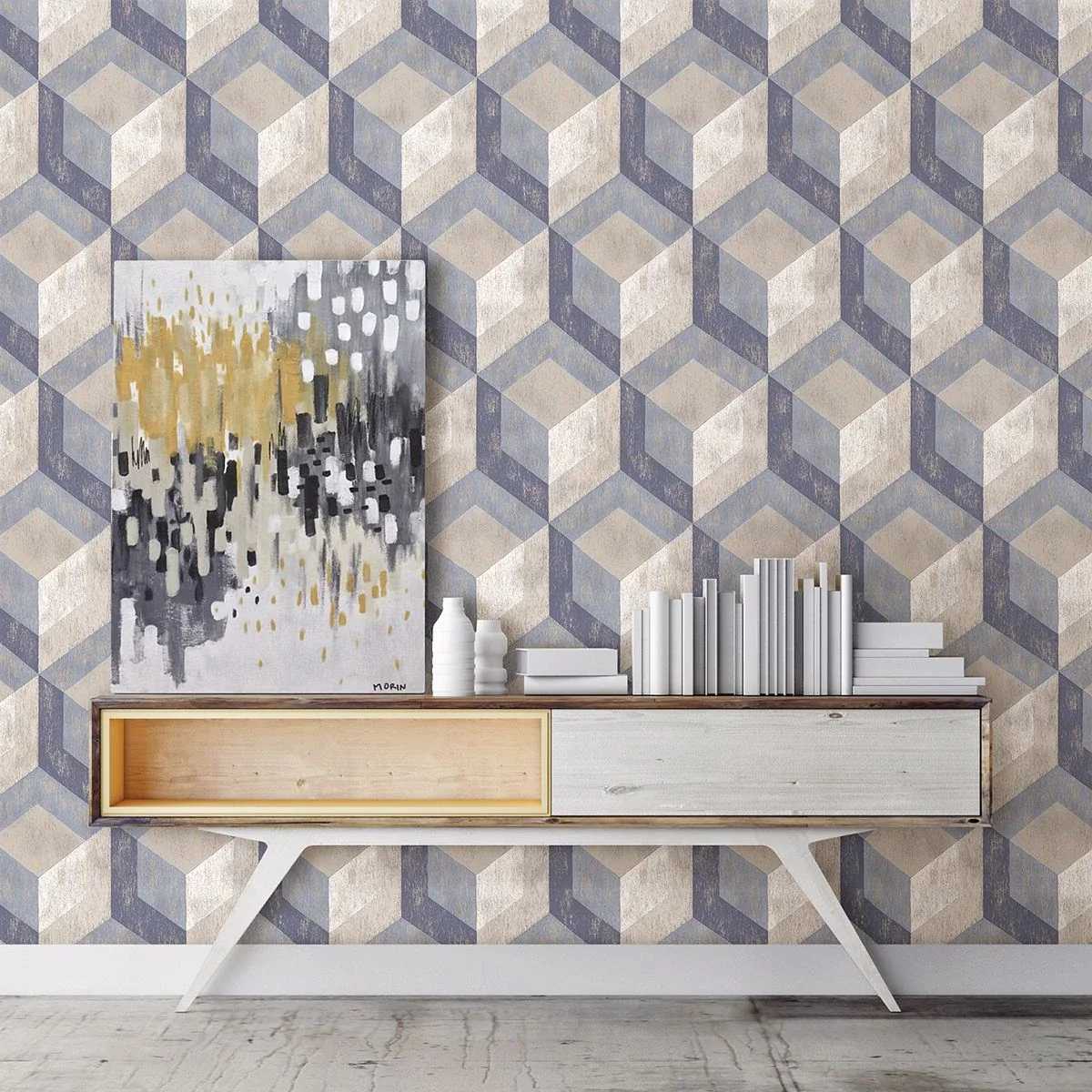 A-Street Prints Clarabelle Blue Rustic Wood Tile Wallpaper - SKU 2922-22311