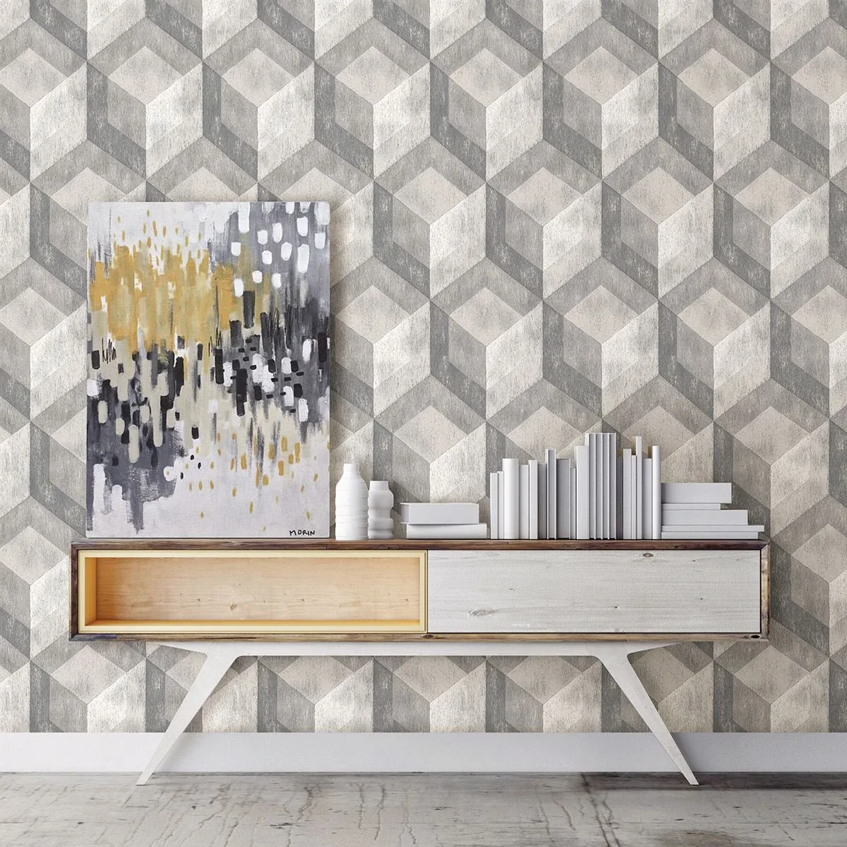 A-Street Prints Clarabelle Grey Rustic Wood Tile Wallpaper - SKU 2922-22306