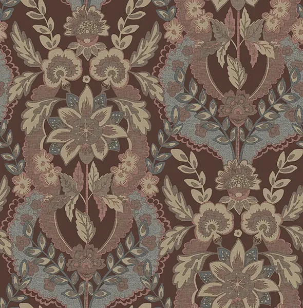 4173-27656 | Collins Plum Damask Wallpaper