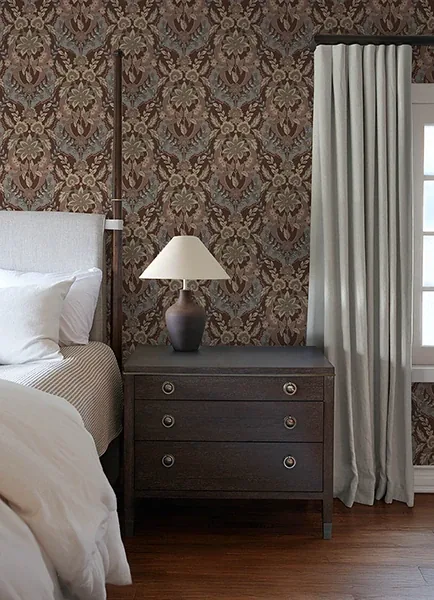 A-Street Prints Collins Plum Damask Wallpaper - SKU 4173-27656
