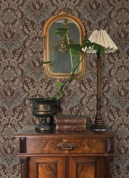 A-Street Prints Collins Plum Damask Wallpaper - SKU 4173-27656
