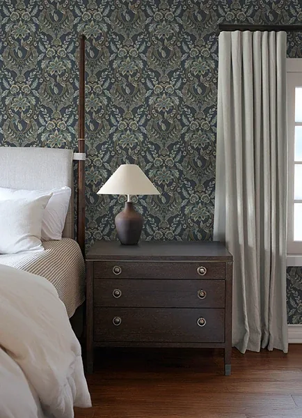 A-Street Prints Collins Teal Damask Wallpaper - SKU 4173-27653