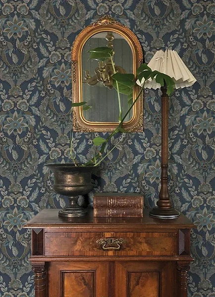 A-Street Prints Collins Teal Damask Wallpaper - SKU 4173-27653