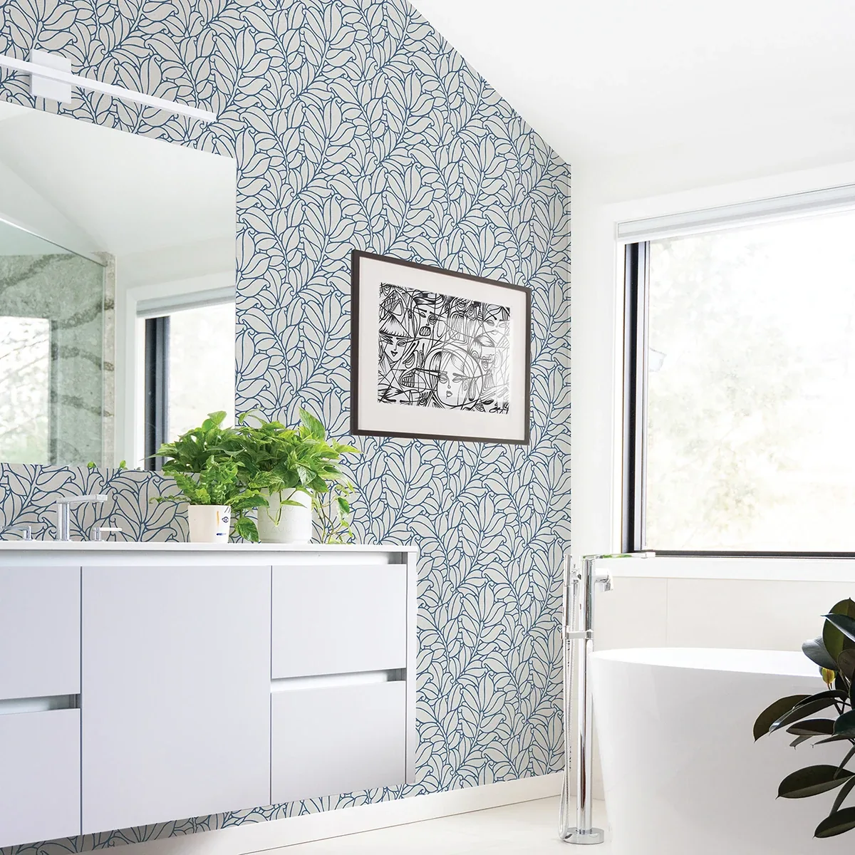 A-Street Prints Coraline Blue Leaf Wallpaper | Wallpaper Twins A-Street Prints Coraline Blue Leaf Wallpaper - SKU 2971-86323