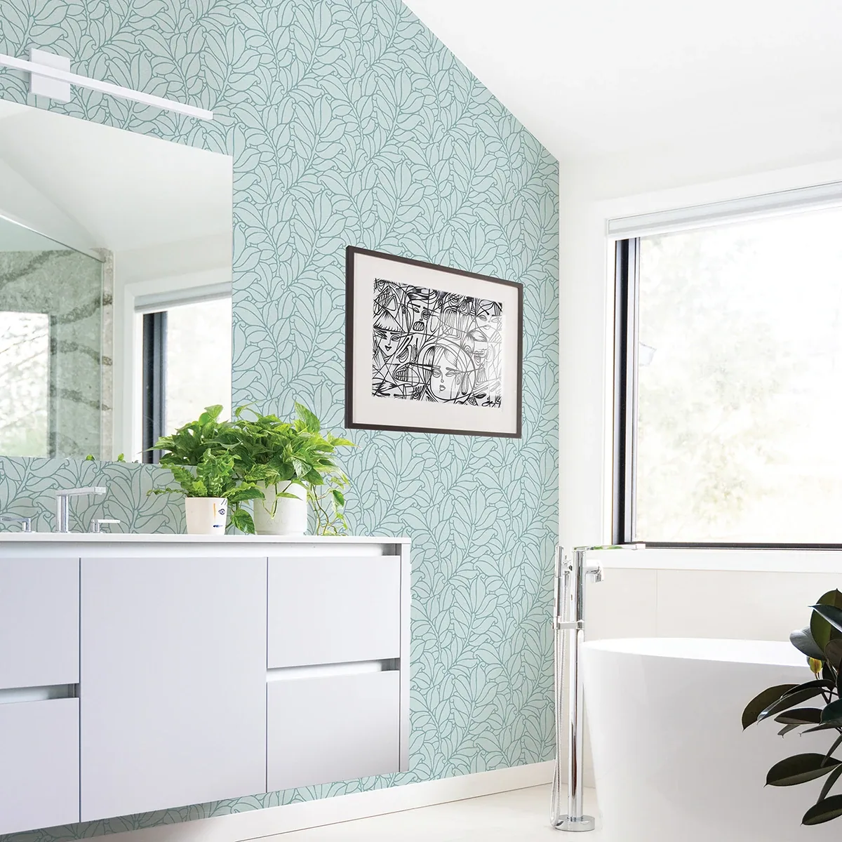 A-Street Prints Coraline Teal Leaf Wallpaper | Wallpaper Twins A-Street Prints Coraline Teal Leaf Wallpaper - SKU 2971-86321