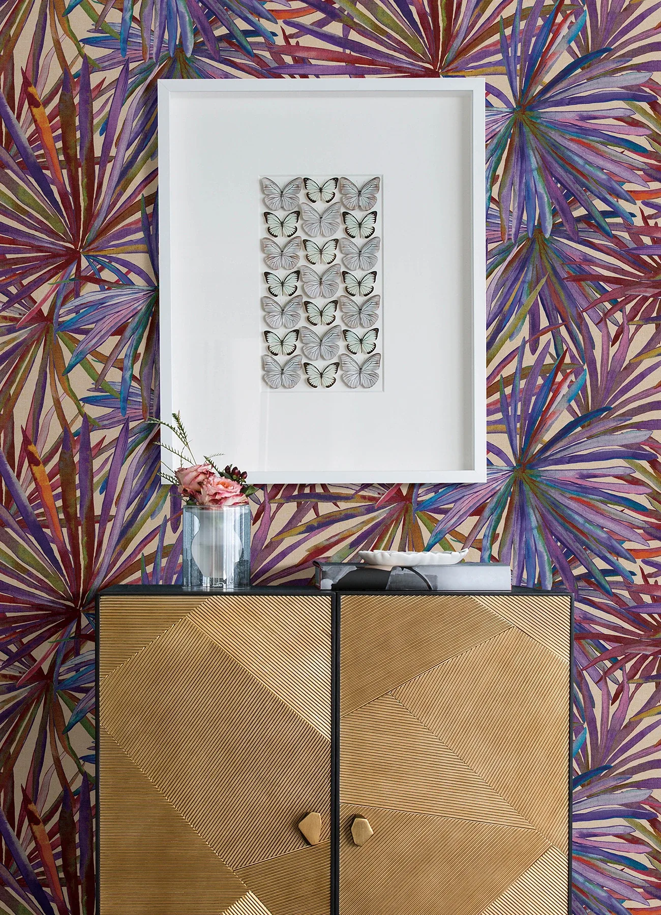 A-Street Prints Corifa Purple Palm Leaf Wallpaper - SKU 4193-7452