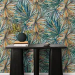 A-Street Prints Corifa Sea Green Palm Leaf Wallpaper - SKU 4193-7451