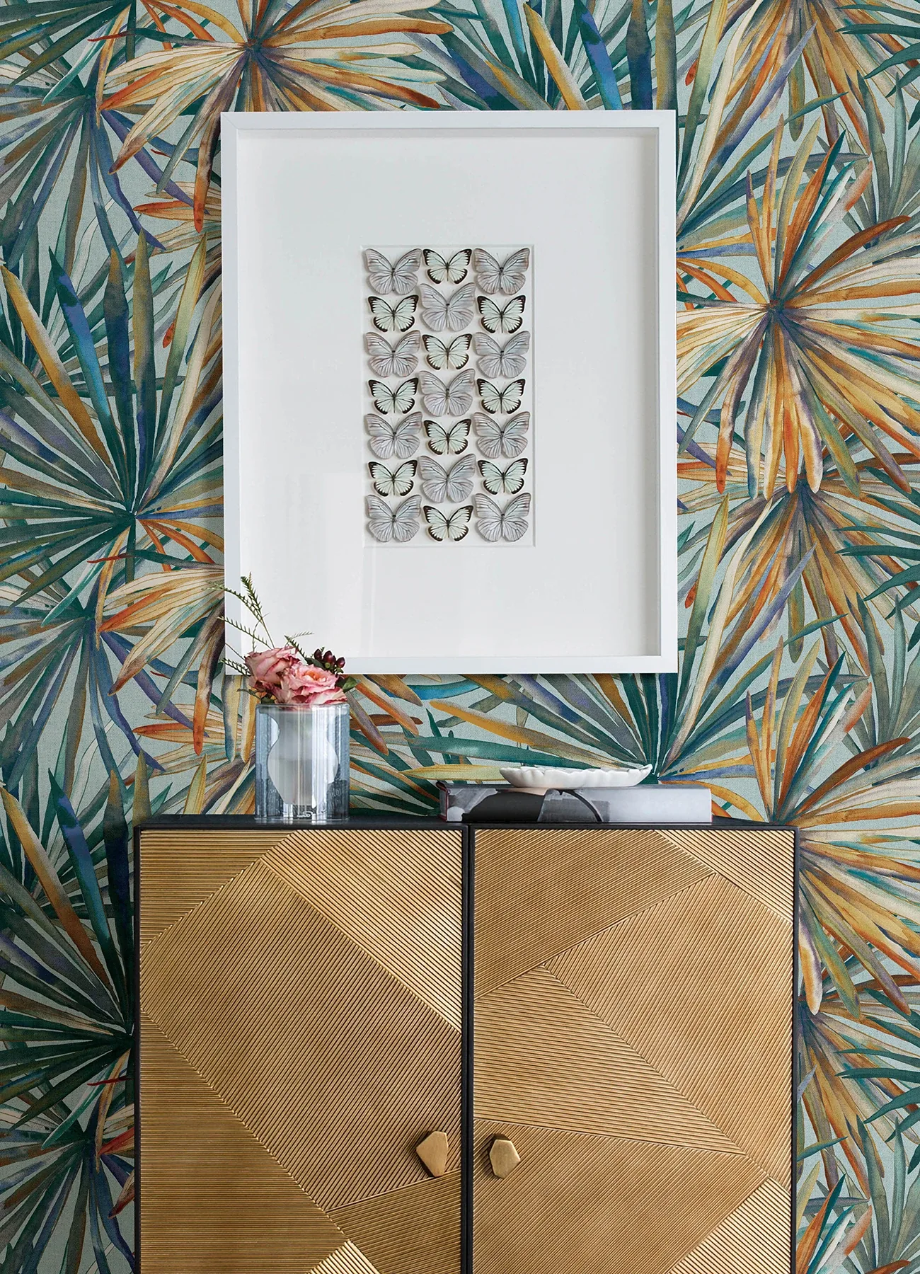 A-Street Prints Corifa Sea Green Palm Leaf Wallpaper - SKU 4193-7451