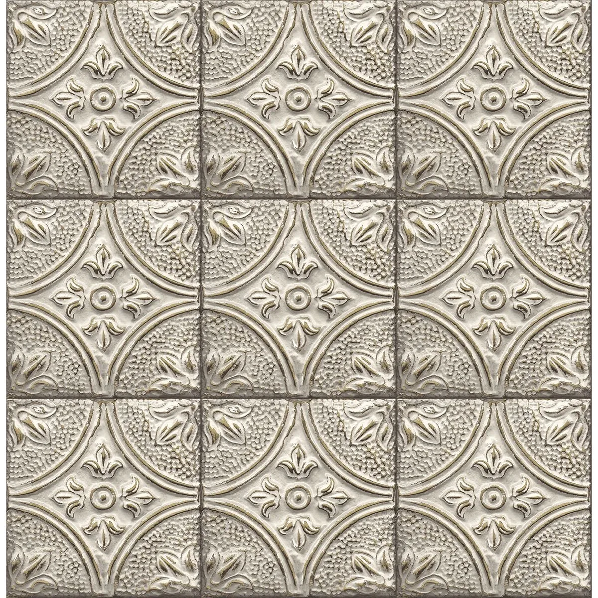 A-Street Prints Cornelius Grey Tin Ceiling Tile Wallpaper - SKU 2922-23764