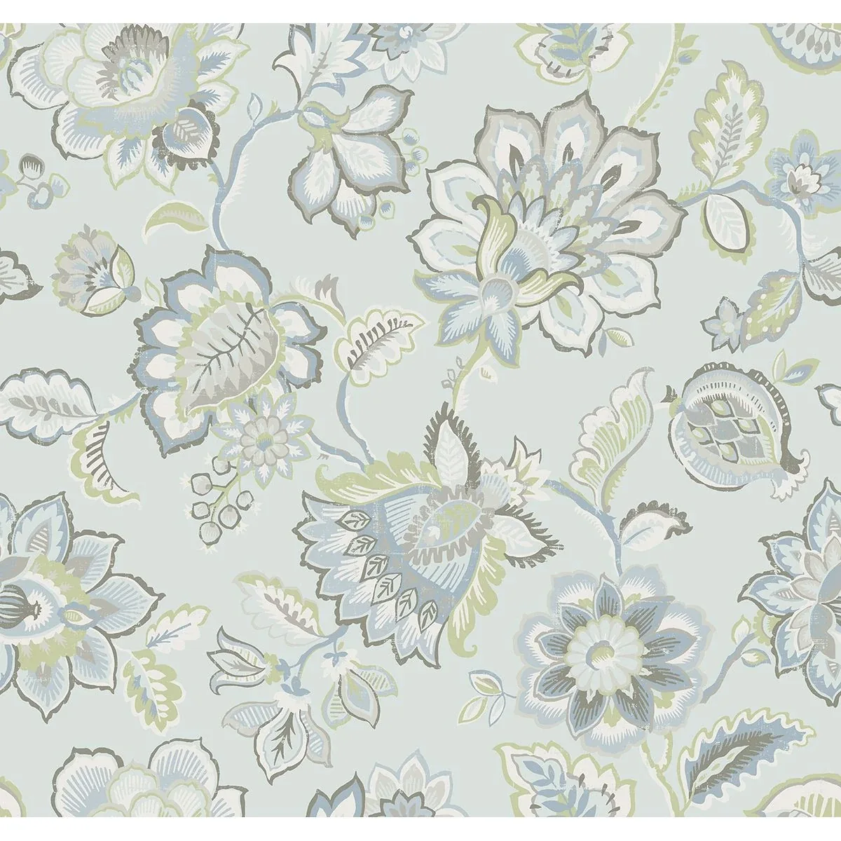 2901-87515 | Corona Light Blue Jacobean Wallpaper